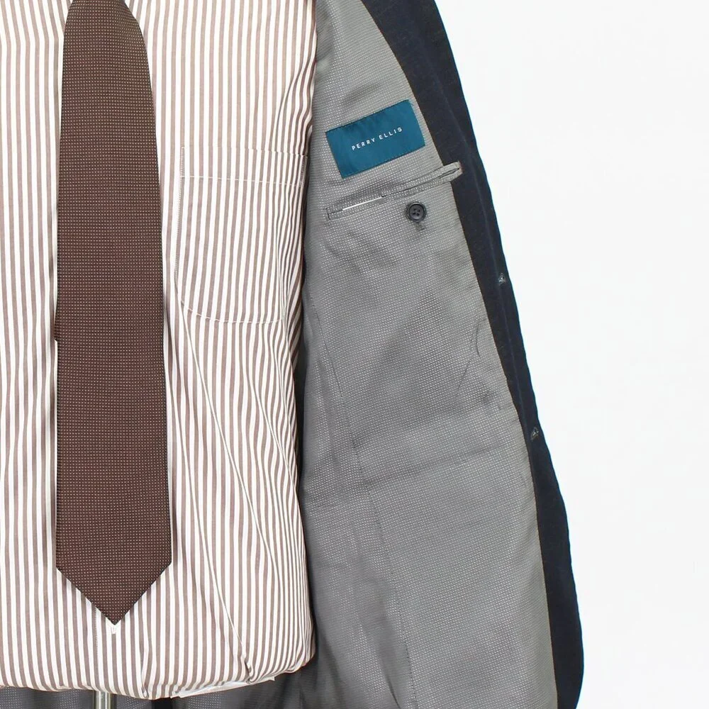 Perry Ellis 40R Gray Solid 2-Button Sport Coat Blazer Jacket G936